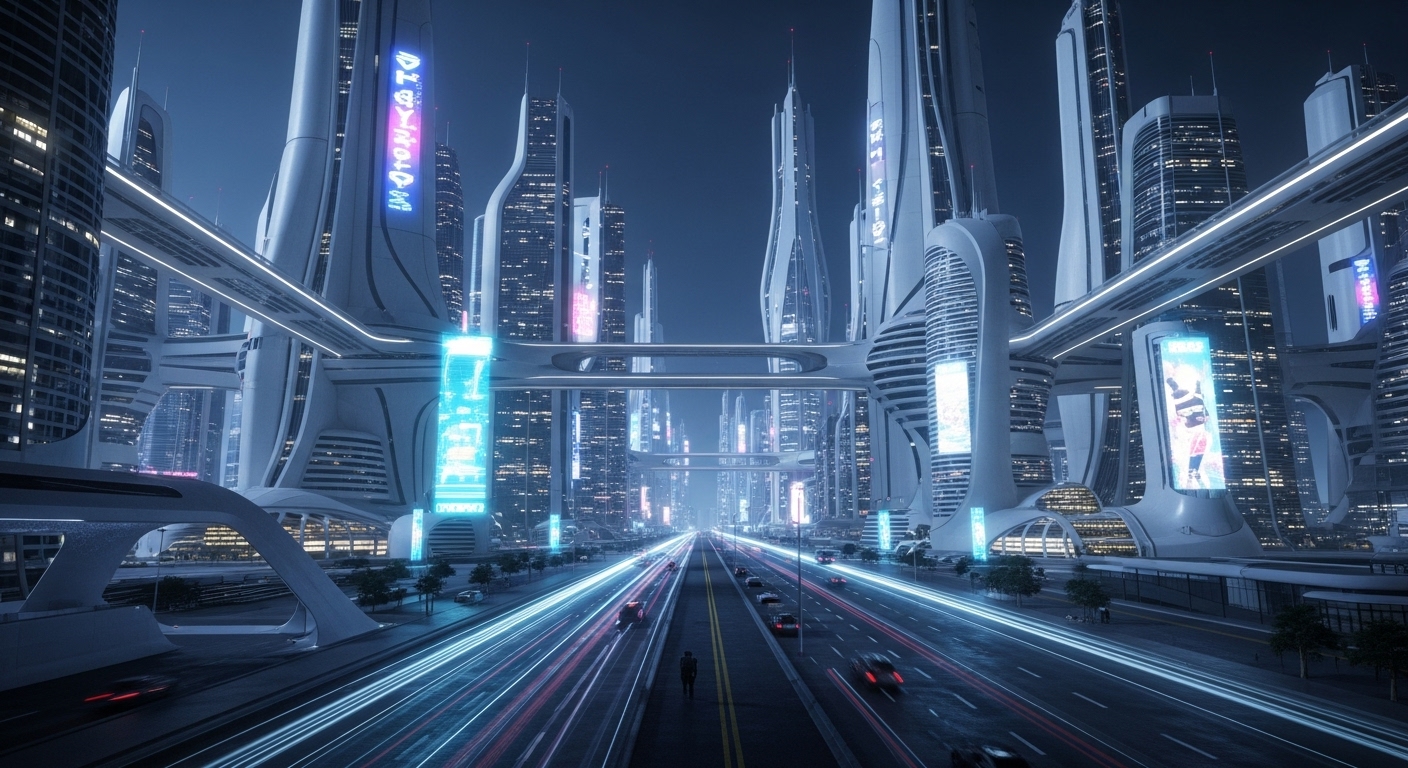 Futuristic city skyline